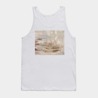 Abstract Oil Painting Waterlily Beige White Tank Top